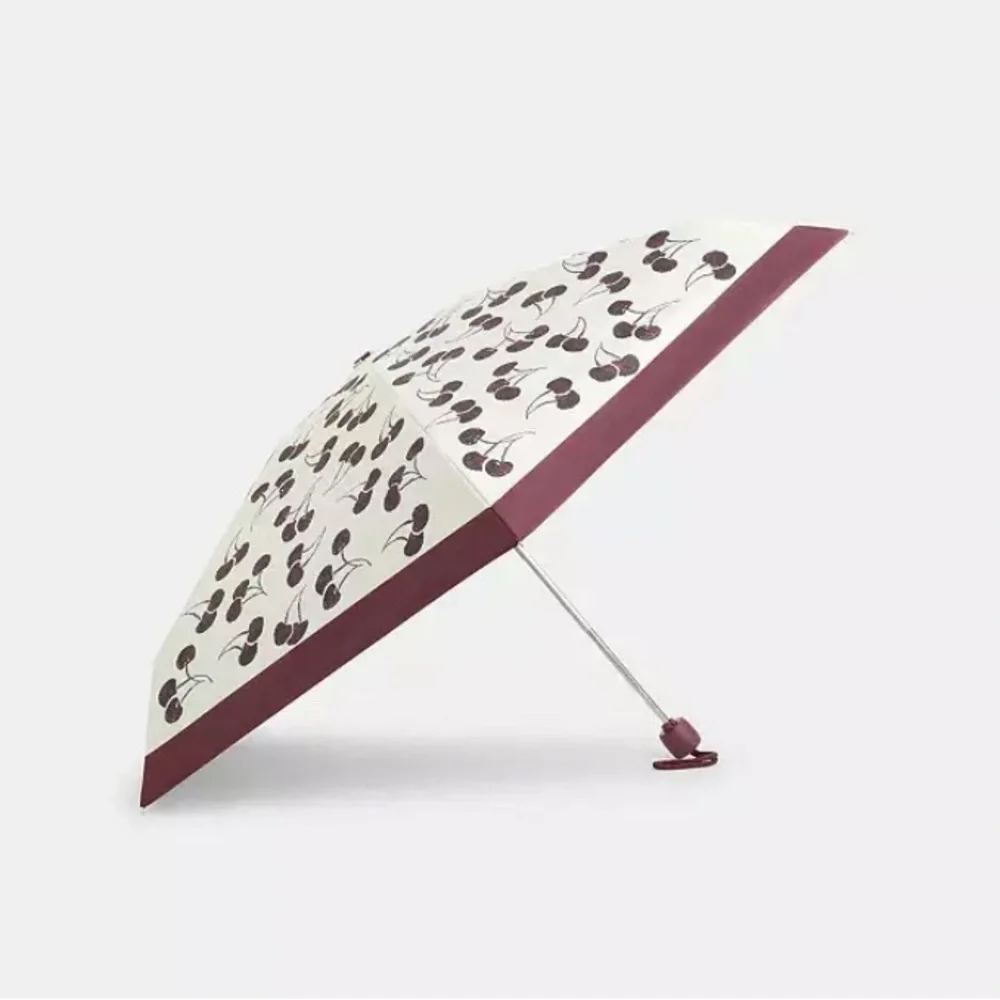 Coach new Cherry Print mini Umbrella - Cream and Burgundy